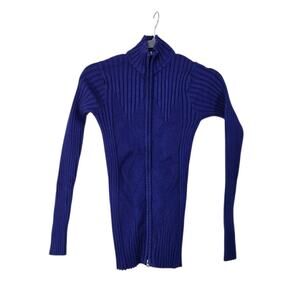 Obermeyer Dark Purple Full Zip Ribbed Knit Slim Nordic Ski Sweater Women's Small